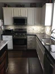 Black Granite With A Gray Stone Backsplash Kitchen Room Design Kitchen Renovation Modern Kitchen Room