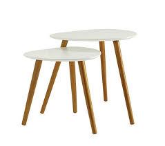 Amazon Com Convenience Concepts 203542 Oslo End Tables White Natural Kitchen Dining Nesting End Tables End Tables Nesting Tables