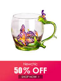 Iris Flower Tea Cup Elegant Glass Cup Enamel Drinkware Glass Cup Flower Tea Tea Cups