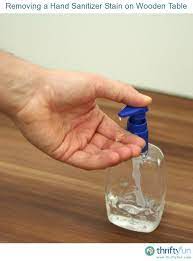 Mix a little with warm water and rub it off. Removing Hand Sanitizer Stains On Wood Hand Sanitizer Cleaning Alcohol Ink Stain Removal