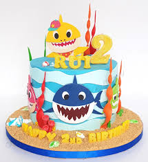 Customized 1st Birthday Baby Shark Cake Celebrate With Cake Baby Shark Single Tier Shark Birthday Cakes Shark Themed Birthday Party Shark Cake