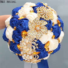 These flowers are perfect for luxe weddings, garden weddings, rustic weddings, modern weddings, or beach weddings. Royal Blue Wedding Flower Luxury Gold Rhinestone Bride Flowers For Wedding Real Photo Wedding Bouquet Bride Bridesmaid Wedding Bouquets Aliexpress