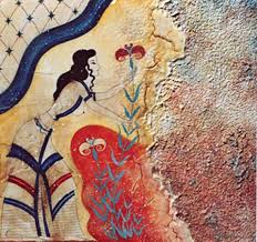 High Priestesses Of The Dawn Minoan Goddess Picking Saffron Crocus Flower Ancient Greek Art Greek Art Minoan Art