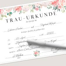 Trau Urkunde Mit Blumen In 2020 Urkunde Urkunde Erstellen Trauung