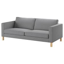 Living room gray fabric sectional sofa throw pillow gray jute rug. Karlstad Three Seat Sofa Knisa Light Grey Ikea
