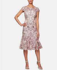 Petite Embroidered Fit Flare Dress Sequin Cocktail Dress Midi Dress With Sleeves Dresses