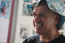 Māori artist Albert McCarthy fanning the flames of a Foxton collective