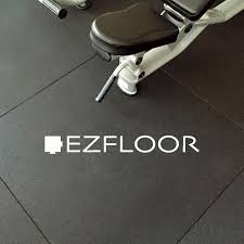 rubber gym flooring tile mat 1m x 1m black