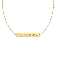Delta Delta Delta Yellow Gold Infinity Bar Necklace 14k Yellow Gold Plate Delta Delta Delta Necklaces Alpha Omicron Pi Alpha Gamma Delta Sorority Jewelry