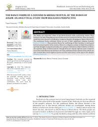 PDF) THE DANCE FORMS OF A DOUDINI IN KHERAI FESTIVAL OF THE BODOS OF ASSAM: AN ANALYTICAL STUDY FROM RELIGIOUS PERSPECTIVE
