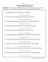 Second Grade Pronouns Worksheet Grade Grammar Worksheets Adverbs First Sentence Image For 2 In 2020 Personal Pronouns Personal Pronouns Worksheets Pronoun Worksheets