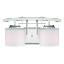 Hampton Bay Architecture 2 Light Brushed Nickel Vanity Light With Etched White Glass Shades 15039 The Home Depot