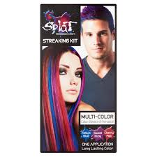 This temporary hair dye spray allows you to get bold color without the commitment and it will wash out after one shampoo. Splat Multi Color Hair Color Streaking Kit With Blue Ruby Red Hair Dye Walmart Com Walmart Com