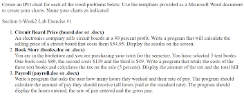 solved create the ipo chart for the following on a word d