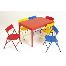 Amazon Com Cosco Products 37371red1e Kid S 7 Piece Folding Chair And Table Set Red Childrens Table Kids Table Chair Set Kids Folding Table Childrens Table