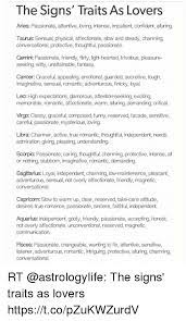 Why?, there are also some science questions here: The Signs Traits As Lovers Aries Passionate Attentive Loving Irteree ImpatieæˆŠ Confidert Auing Taurus Sersual Physical Affectionate Slow And Steady Charming Conversational Protective Thoughtful Passionate Cemini Passionate Friendly Firty Ight Hearted