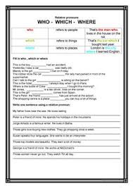A relative clause is a clause introduced by a relative pronoun (which, that, who, whom, whose), a relative nordquist, richard. English Esl Relative Clauses Worksheets Most Downloaded 261 Results
