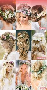 Haar Mit Naturlichen Blumenarrangements Omg Ich Bin Verlobt Mit Weddinghair Frisuren Hochzeit Vintage Hochzeit Frisuren Hochzeit Frisuren Blumenkranz