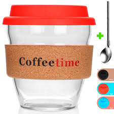 Buy top selling products like artisanal kitchen supply® coupe marbleized coffee mug and bee & willow™ home botanical monogram coffee mug. Reusable Glass Coffee Travel Mug With Lid And Non Slip Sleeve Dishwasher Microwave Safe Cup Portable Durable Drinking Buy Online In Dominica At Dominica Desertcart Com Productid 160478759