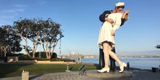 The Embracing Peace Statue With The I Think Uss San Diego In The Background Sandiego