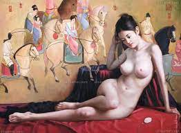 精品新中式现代原创裸体油画艺术纯手绘人物油画美女油画作品适合酒店精品油画图片-字画美
