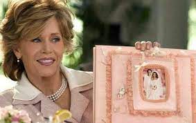 Fell In Love With This Soft Elegant Peach Jacket With White White Pearls Jane Fonda In The Movie Monster In Monster In Law Jane Fonda Hairstyles Jane Fonda