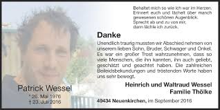 Traueranzeigen von Patrick Wessel