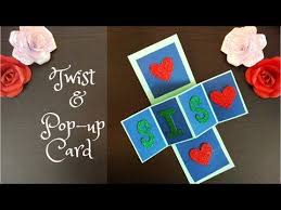 Fold the colored construction paper on the longer side (any color you want) and cut it along the crease. Twist Pop Up Card Tutorial Birthday Card For Sister Pop Up Birthday Card Y Pop Up Birthday Cards Diy Birthday Card For Boyfriend Sister Birthday Card