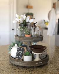 Farmhouse Two Tiered Tray With Neutral Decor Southernconfetti Ig Acct Shabby Chic Kitchen Rustic Wedding Table Decor Shabby Chic Room