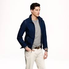 J.crew's label wallace & barnes take that trusty cone denim from north carolina and create a cut that's slim but certainly not skinny with a button fly and minimum branding. J Crew Wallace Barnes Indigo Deck Jacket In Japanese Selvedge Denim In Blue For Men Lyst