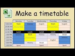 How To Make A Timetable In Excel Youtube