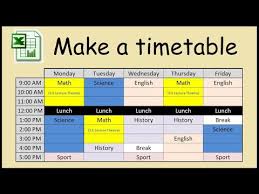 how to make a timetable in excel youtube