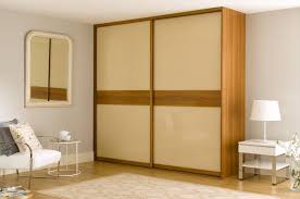 Fitted Sliding Wardrobe Cream Glass Walnut Dado Bedroom 1 Fitted Bedroom Furniture Sliding Wardrobe Sliding Wardrobe Doors