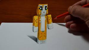 Begin by drawing a rhombus, or slanted square. Drawing Minecraft Stampy Cat Doll Cool 3d Trick Art Youtube