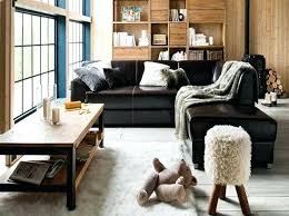 Living Room Design With Black Leather Sofa