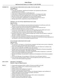 Best 21 human resources manager resume objectives you can easily apply: Plant Human Resources Manager Resume Samples Velvet Jobs