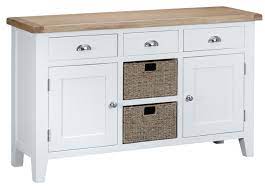 Sideboard storage cabinet hallway floor standing cupboard cube with drawers oak. Pippa Painted Large Sideboard With Lime Washed Oak Top White Blue Lagoon Furniture