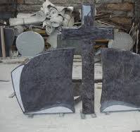 Cross Companion Headstone Gravestone Monument Tombstone in Bahama  /Orion/Vizag Blue Granite Natural Stone on Cemetery Memorials