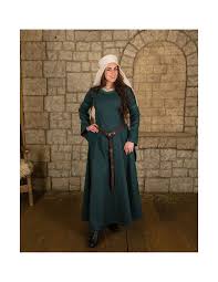 Medieval dress in premium cotton model Lenora, green ⚔️ Medieval Shop
