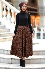 Tesettur Leopar Desenli Uzun Etek Tesettur Giyim Etek Etek Modelleri Moda Stilleri