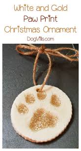White And Gold Paw Print Christmas Ornament Craft Recipe Gold Paw Print Paw Print Ornament Ornament Crafts