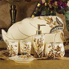 Choose one with a lower profile. Luxury Gold Trim 6 Piece Ceramic Bathroom Accessories Beddinginn Com