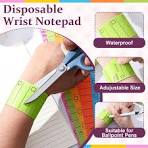 200 peças de pulseira de lembrete de papel para bloco de notas vestível com  caneta esferográfica, 24 x 4,6 cm, descartável, impermeável, gravável, ...