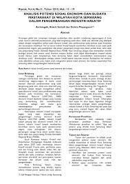 Analisis potensi dan prioritas pengembangan industri kreatif berdasarkan hasil value chain dan pengalaman terbaik dari daerah lain. Pdf Analisis Potensi Sosial Ekonomi Dan Budaya Masyarakat Di Wilayah Kota Semarang Dalam Pengembangan Industri Kreatif