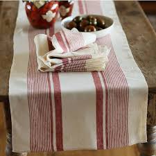 Linenme Runner Cream Red Striped Linen Antico Red Stripes Shabby Chic Fabric Linen Table Runner