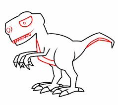 Drawing A Cartoon Dinosaur Draw another curved line, beginning within the circle, passing beyond it, and ending as a nearly enclosed shape.