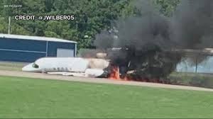 The plane had careered off the end of the runway and through the fencing at the end of the airstrip. Family Fans Nascar Drivers React To Earnhardt Jr Plane Crash Wcnc Com