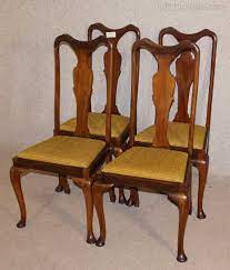 Gorgeous antique queen anne dining set. 4 High Back Queen Anne Dining Chairs Antiques Atlas