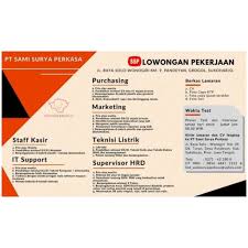 Engineering support (es) all teknik: Lowongan Kerja Pt Sami Surya Perkasa Di Solo Info Loker Solo