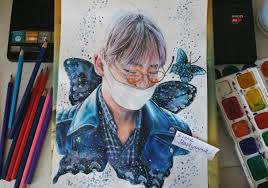 Aroha astro official fan colors: Bts Kim Taehyung Drawing By Elena Martynyuk